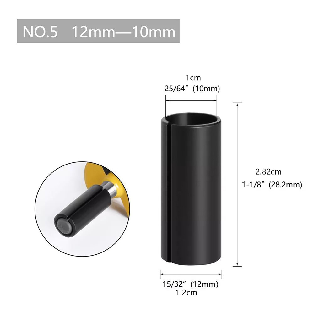 9Pcs Adapter Converter Router Collet Reduction Sleeve Tool Bit Connector