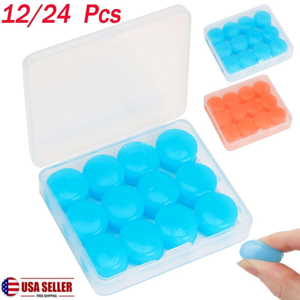 12/24 Reusable Silicone Ear Plugs Noise Cancelling Earplug Protector Study Sleep