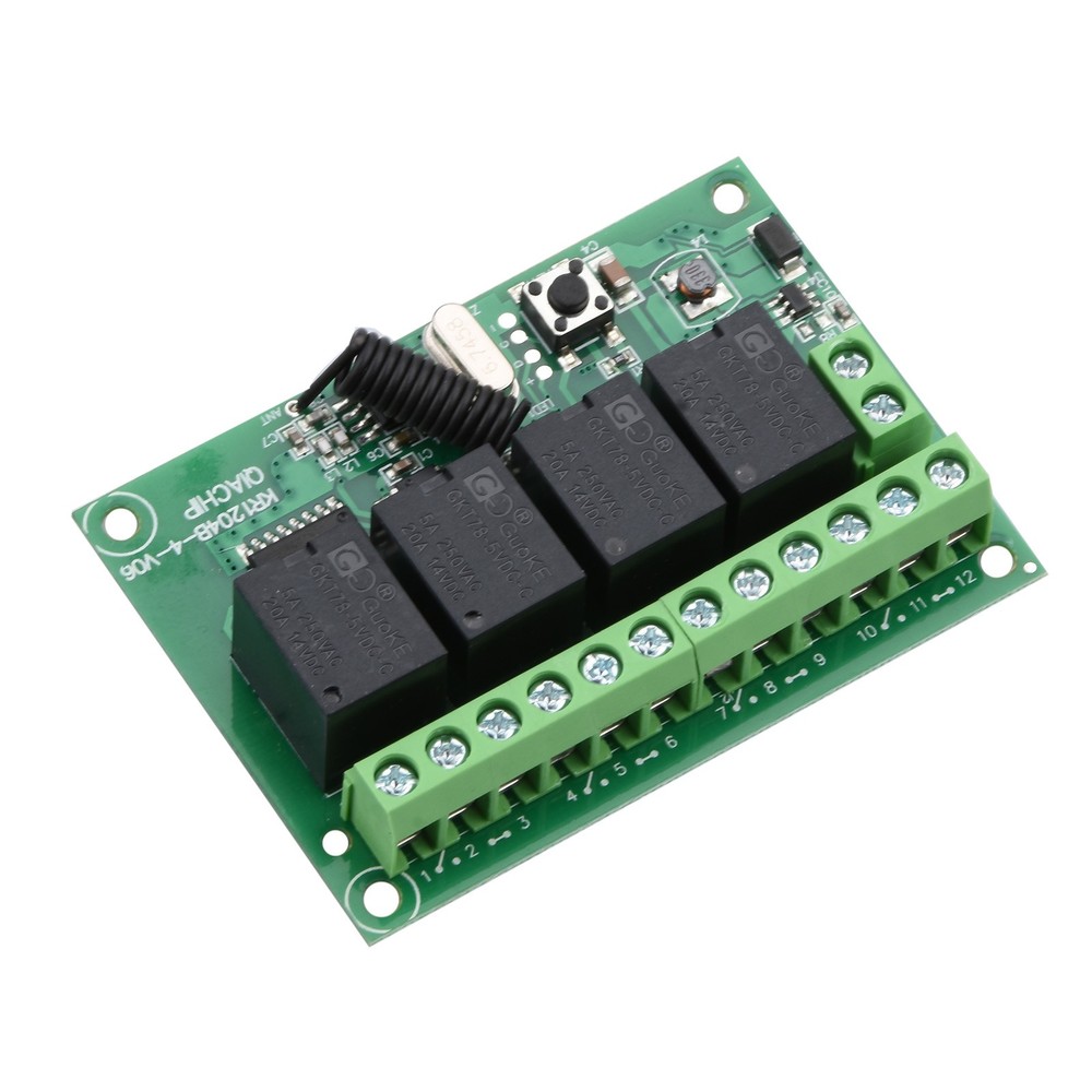 DC 4CH Channel 443MHz Wireless RF Remote Control Relay Switch With 2 Receiver