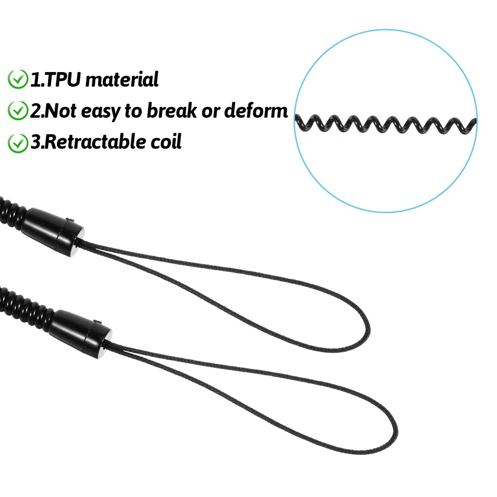 Mabor 4Pcs Pen Leash, Stylus Tether, Plastic Elastic Tether Lanyard Black