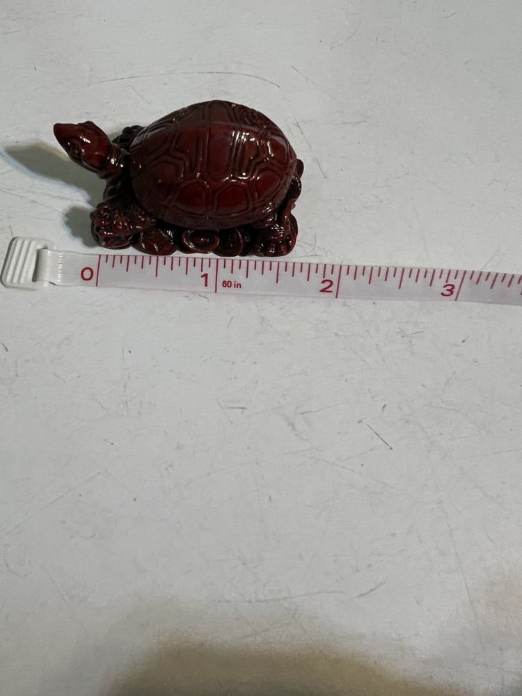 Tiny unique red brown turtle figurine
