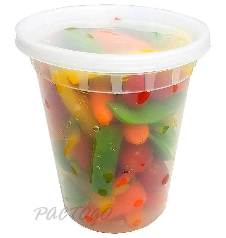 240 Sets- 32 oz. Clear Plastic Soup/Food Containers w/Lids Combo (Microwaveable)
