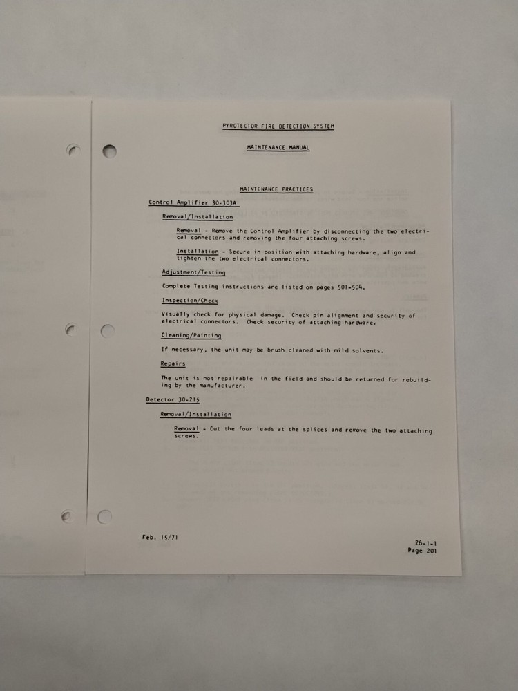 Chloride Pyrotector Fire Detection System Maintenance Manual-Original