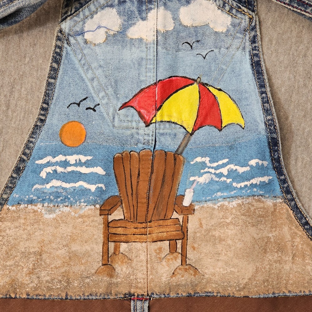 Unionbay Jean Apron Medium Denim Unique Hand Painted Beach