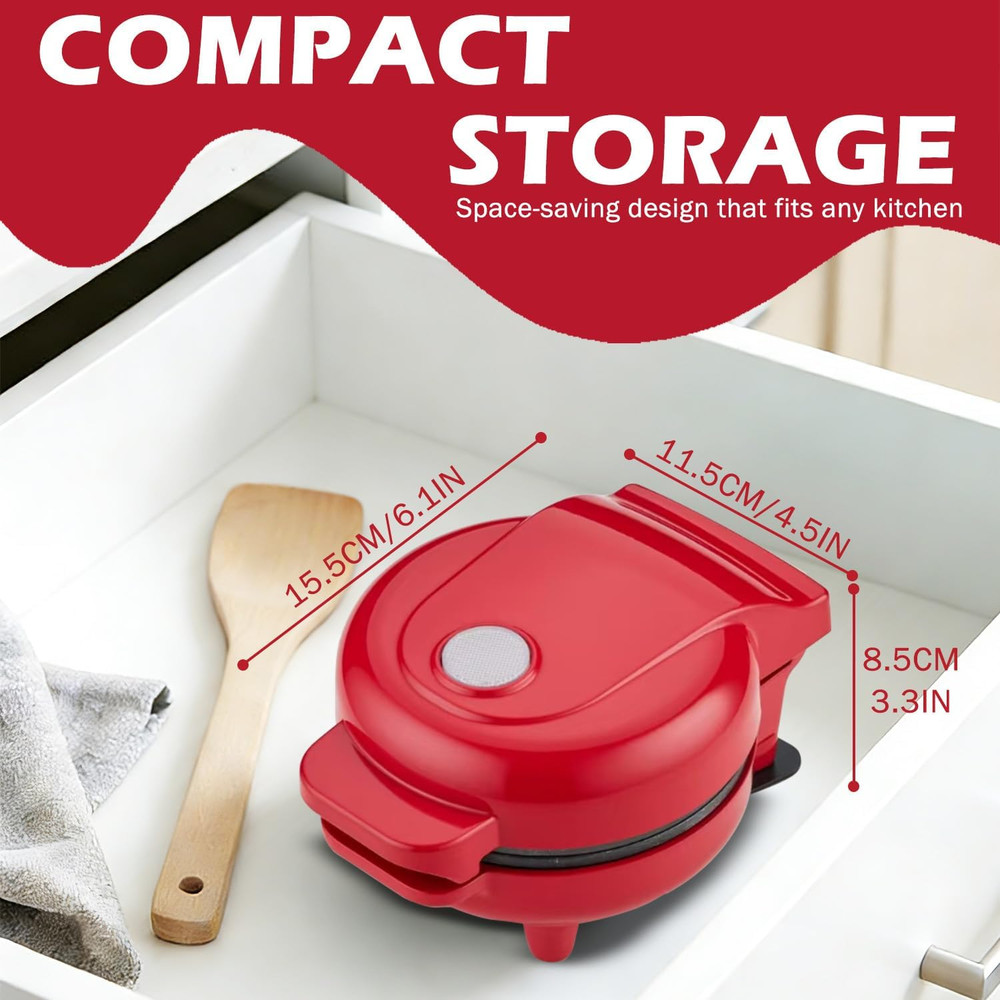 Compact 4-Inch Nonstick Mini Waffle Maker for Breakfast and Chaffles