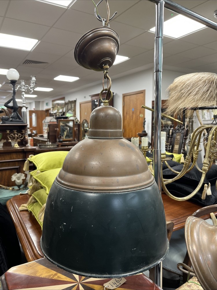 Reclaimed Large Copper & Brass Ceiling Pendant Light (Pair Available) Vintage