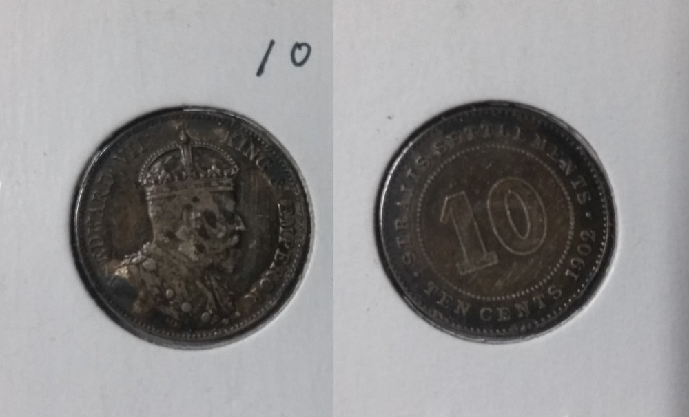 Scarce 1902 Straits Settlements Silver 10 Cent