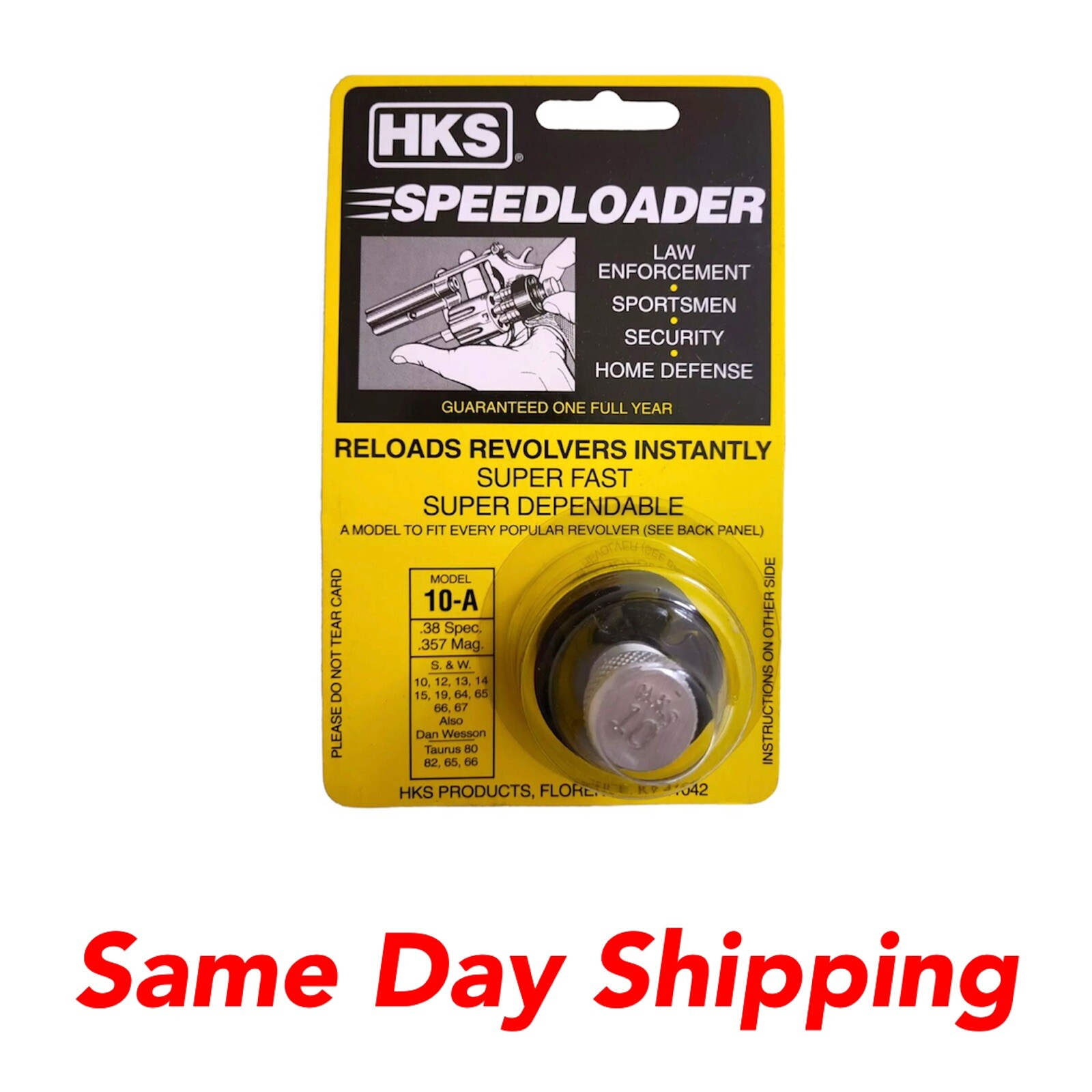 NEW HKS SPEEDLOADER 10-A FOR 6 SHOT 38/357 S&W, DAN WESSON, TAURUS, ROSSI