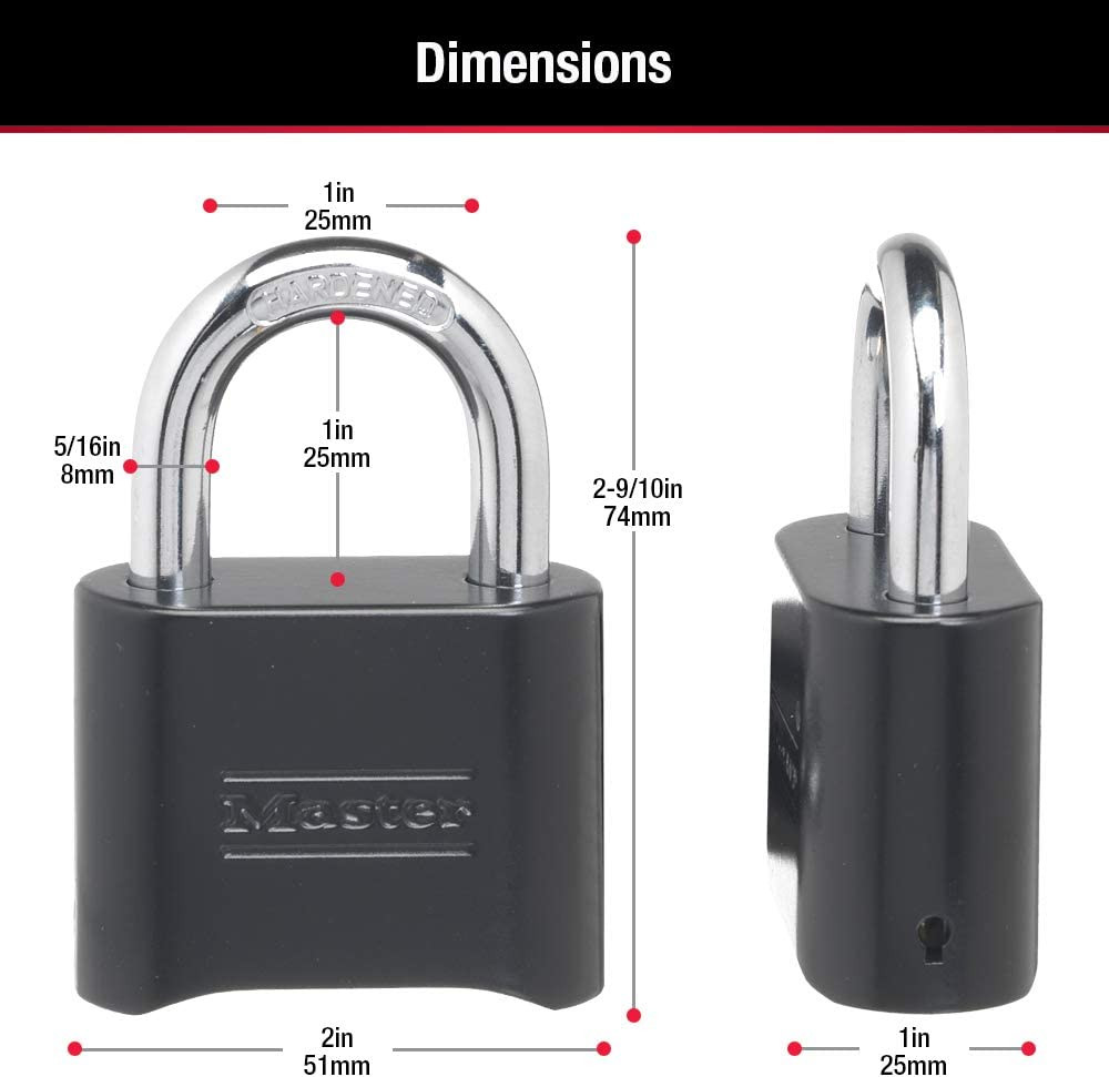Customizable Black Combo Padlock, 4 Pack, Weather Resistant for Gates & Lockers