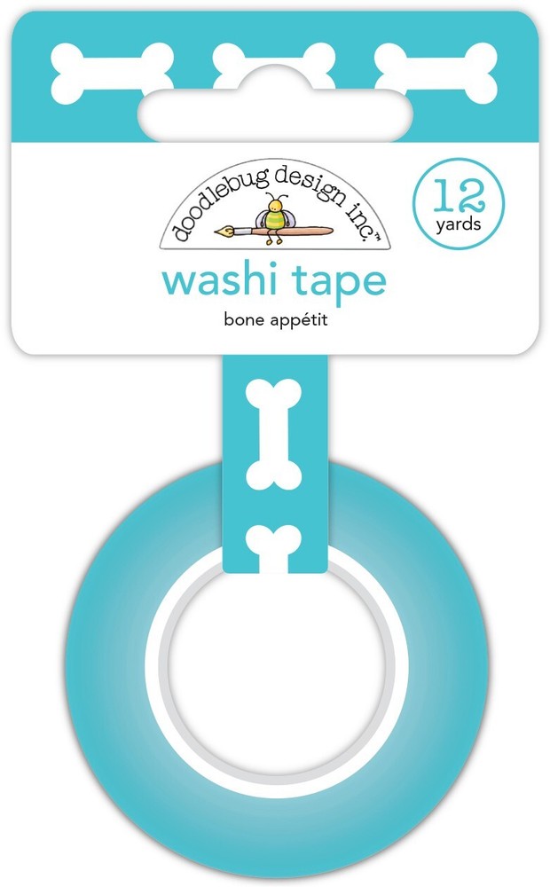 Crafts Doodlebug Washi Tape Bone Appetit Dog Bones Repeat Blue White