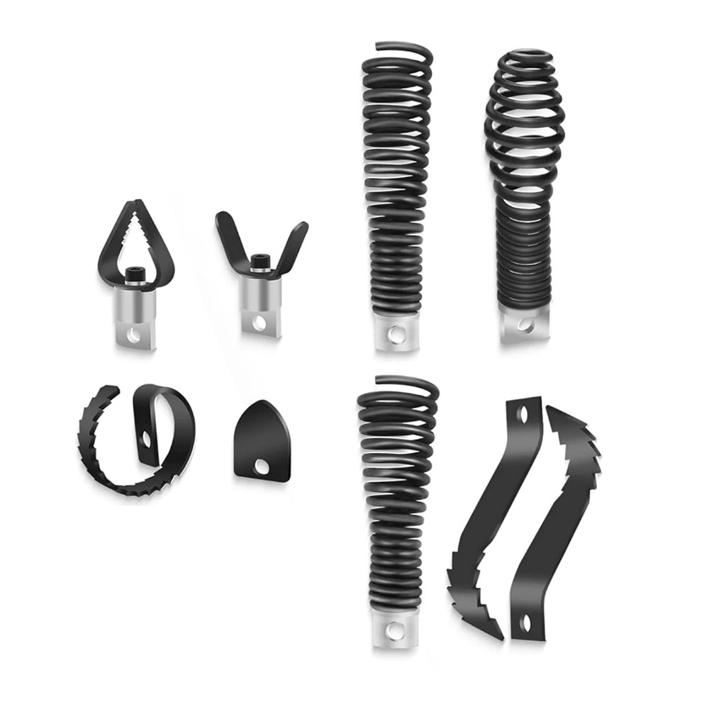 8PCS Drain Drill Attachments, Multi-Function Cutter Heads for Snake Machines