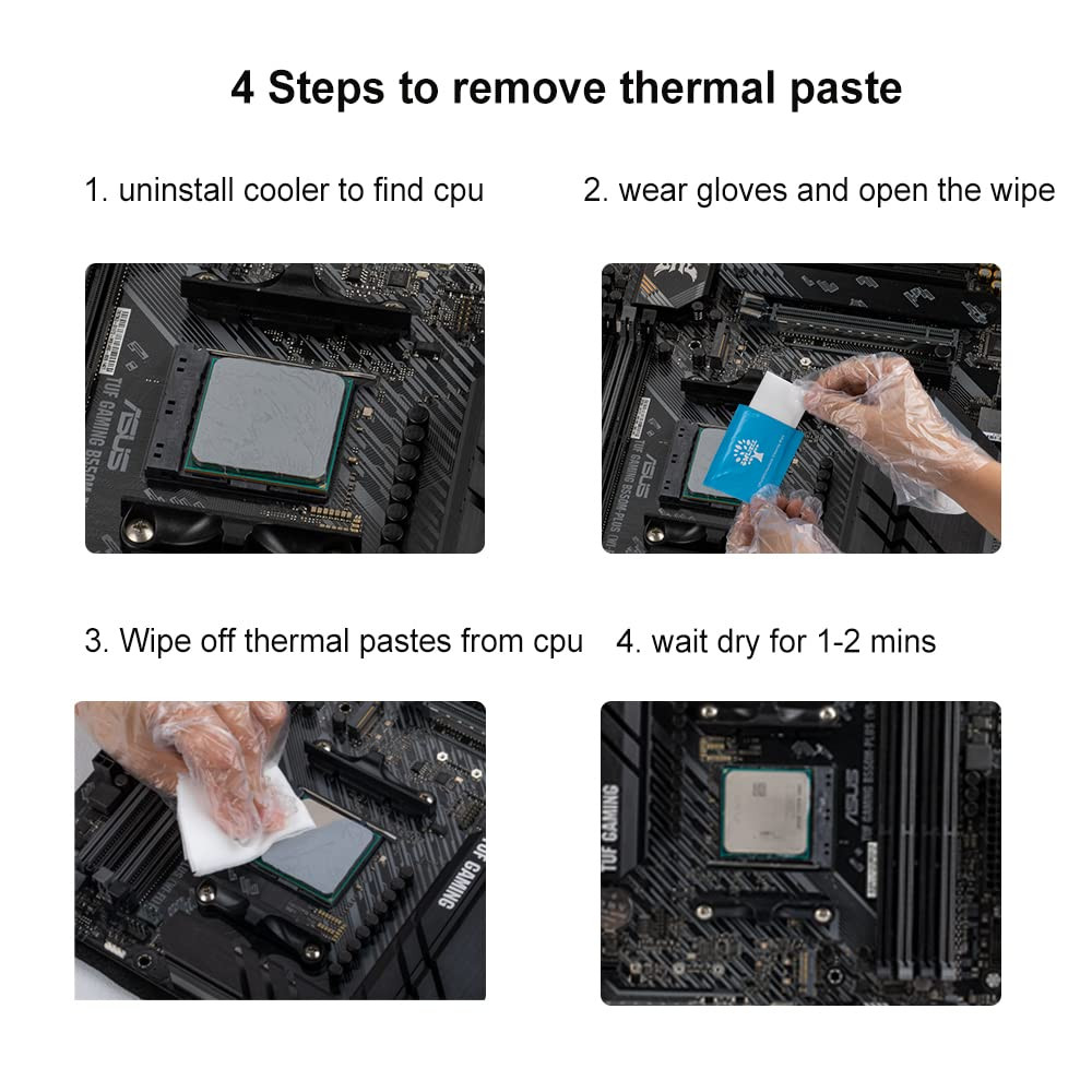 Thermal Paste Remover Kit 20 Wipes for CPU GPU Heatsink Cleaning Maintenance