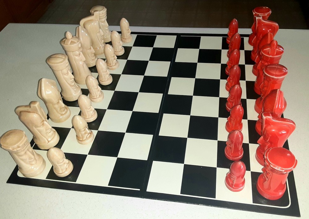 Peter Ganine Red And White Ceramic Chess Set