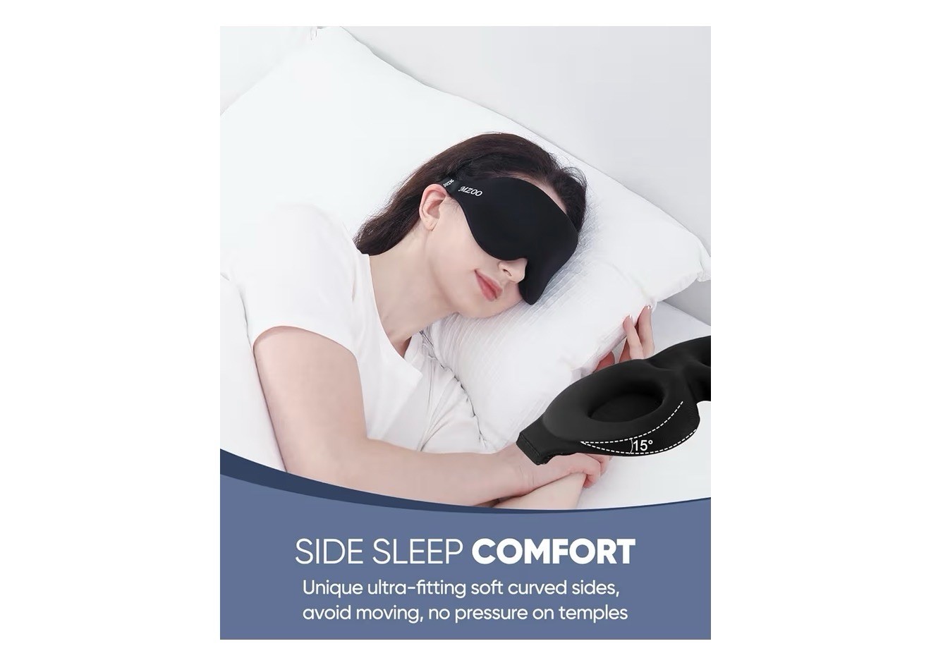 MZOO Luxury Sleep Eye Mask for Side Sleeper Men Women, Zero Eye Pressure 3D Mask