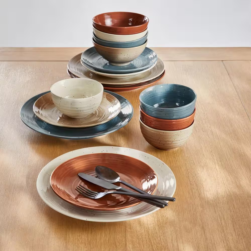 Siterra Painter'S Palette 16-Piece Stoneware Dinnerware Set