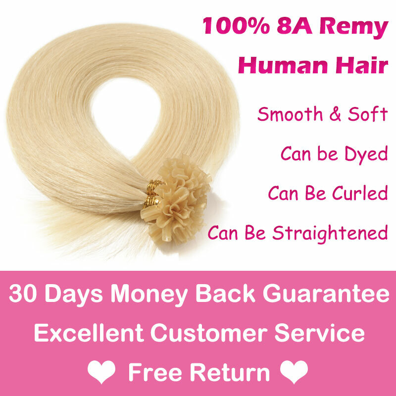 Thick Russian Flat Pre Bonded Real Remy Human Hair Extensions Nail U Tip Keratin