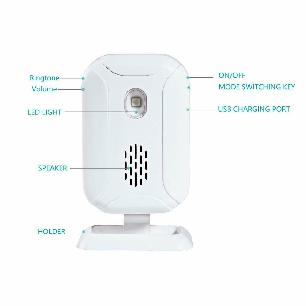 Indoor Apartment PIR Motion Sensor Security Chime With LED Light DIY Pairing Set