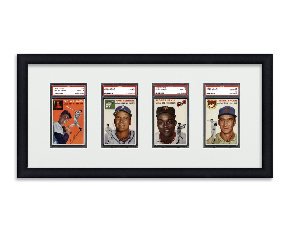 PSA Graded Card Frame Display Holds (4) Slabs Baseball, UV Protection (optional)