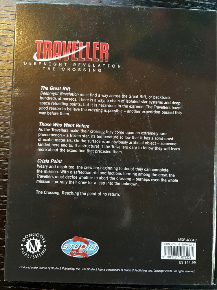 7-item bundle: Mongoose Traveller 2E: Deepnight Revelation complete set Ex/NM