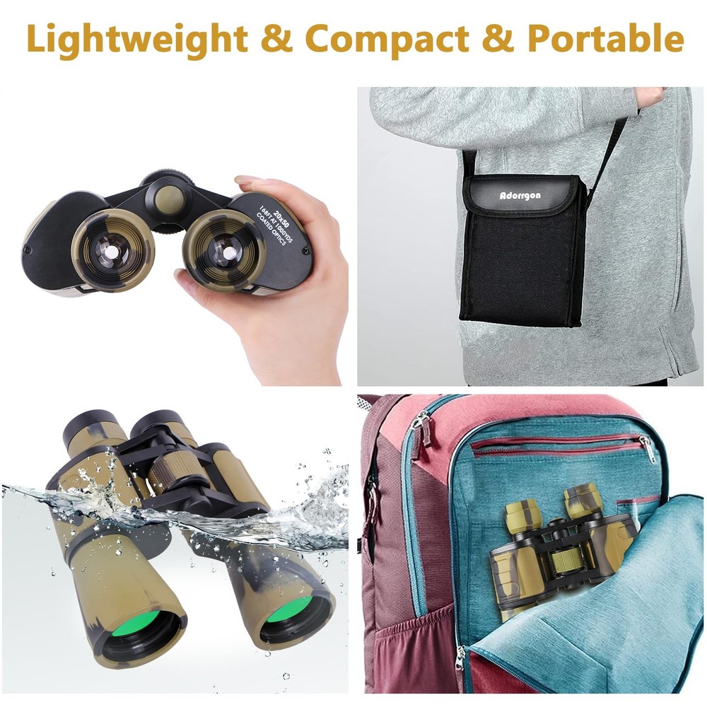 Binoculars 20x50 - Professional High Magnification HD Compact Binoculars for ...