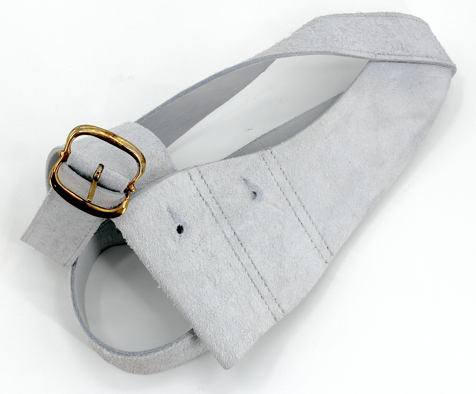 White Leather Double Frog Waistbelt