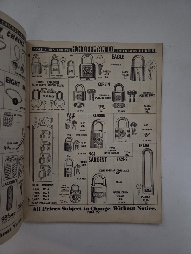 Vintage Hoffman Company Locksmithing Catalog