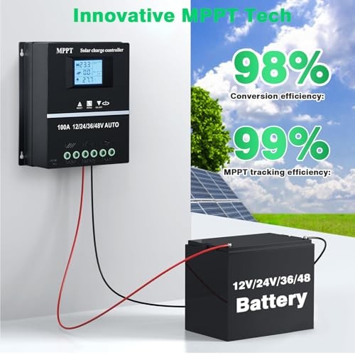 Oubit 100A MPPT Solar Charge Controller 12V 24V 36V 48V LCD Display Battery