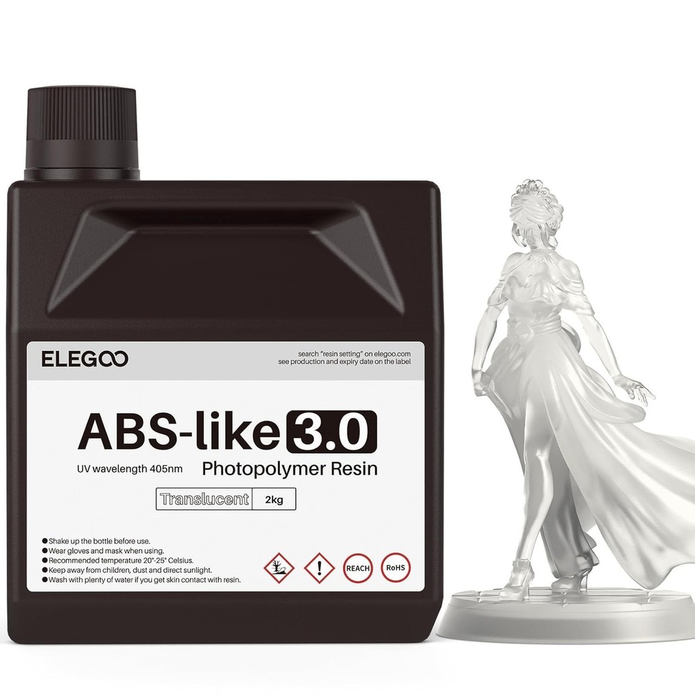 Fast Curing ELEGOO ABS-Like Resin 3.0 - Low Odor 3D Printing Solution 2000g