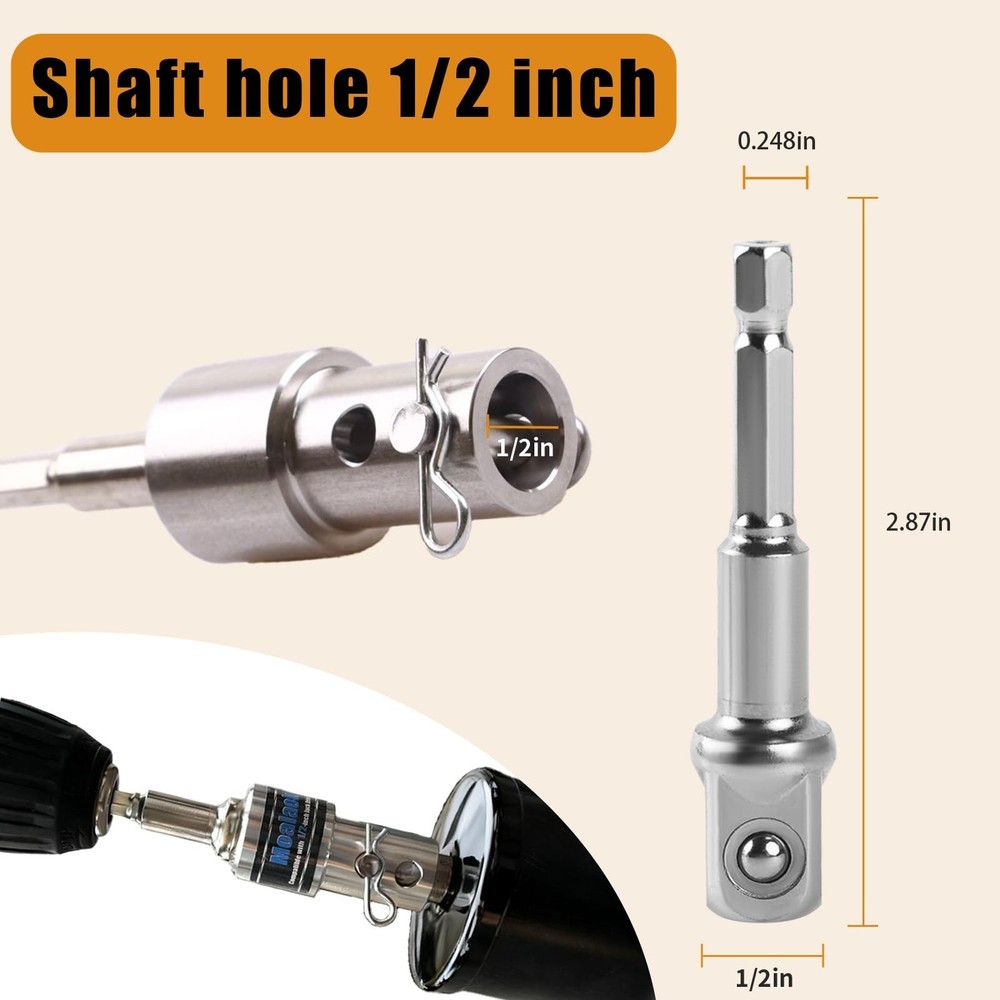 Trailer Jack Crank Handle Power Drill Adapter with 1/2" Socket Adapter Bit, U...