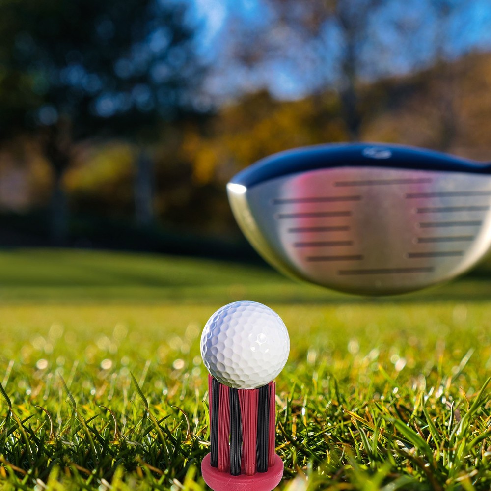 Golf Tee Brush Top 2 Inch 12 Pack Unbreakable Plastic Golfing Tees Red