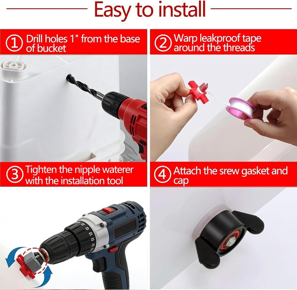 12 Pcs Horizontal Chicken Waterer Nipples with Drill Bits, Leakproof Poultry ...