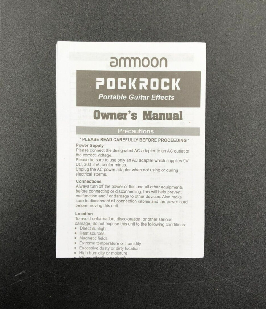 Ammoon Pockrock Portable Guitar Multi-Effects Processor Pedal Black in Box