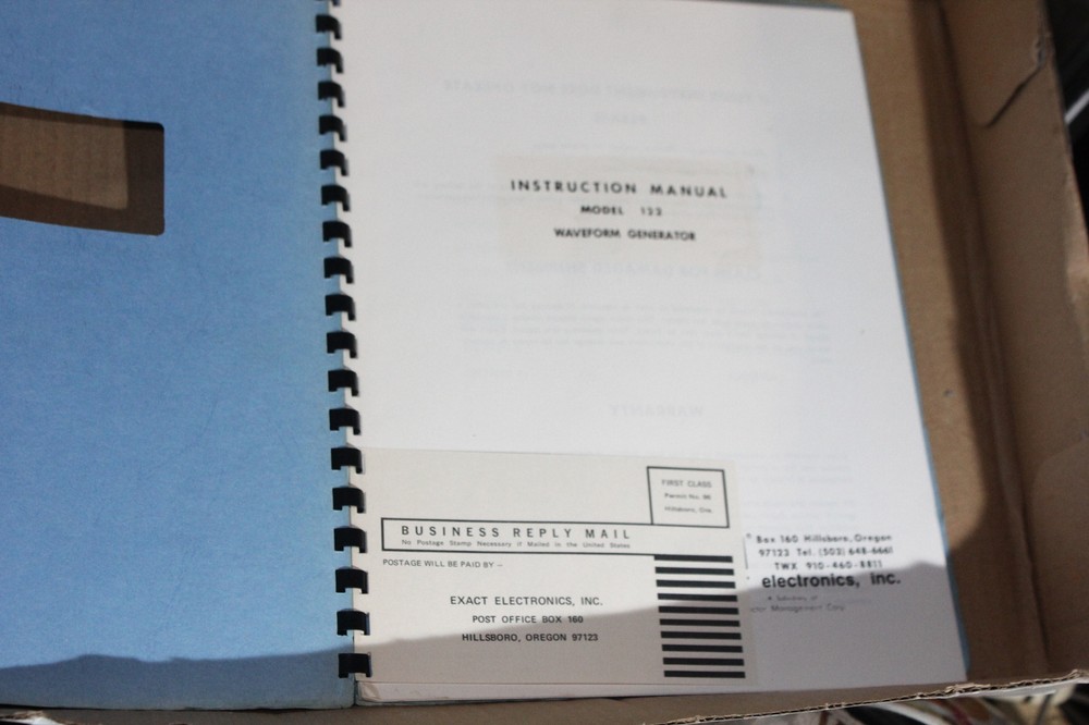 Exact Electronics Model 122 Waveform Generator InstructionManual