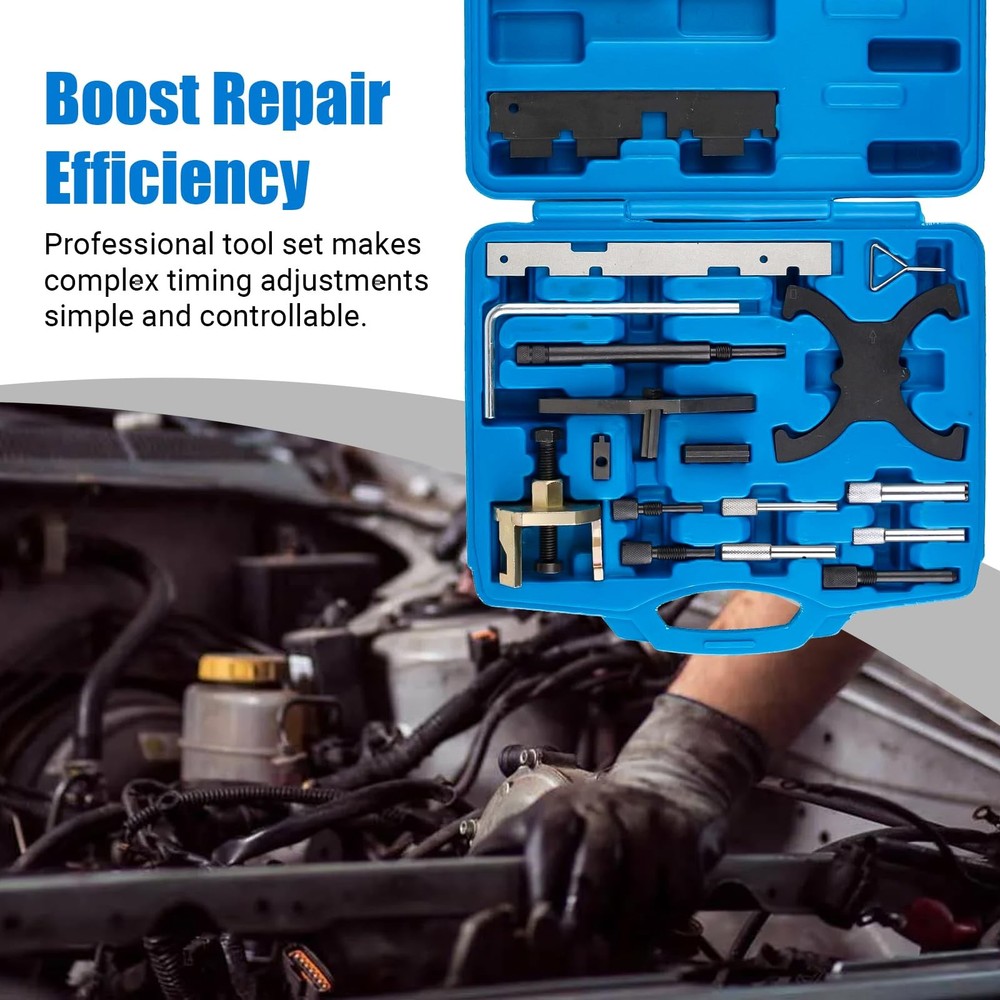 18PCS Engine Timing Tool Kit, Camshaft Locking Set with Flywheel Lock, Blue