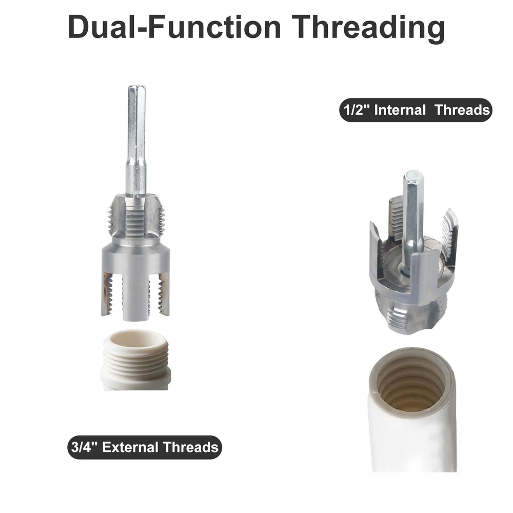 PVC Pipe Threader Kit 1/2" 3/4" Internal External Threading Dies+Step Drill Bit
