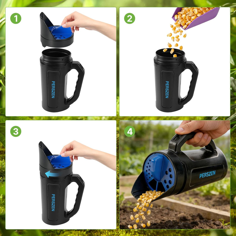 Handheld Spreader for Fertilizer, Grass Seed and Ice Melt, Multi-Use Seed Spread