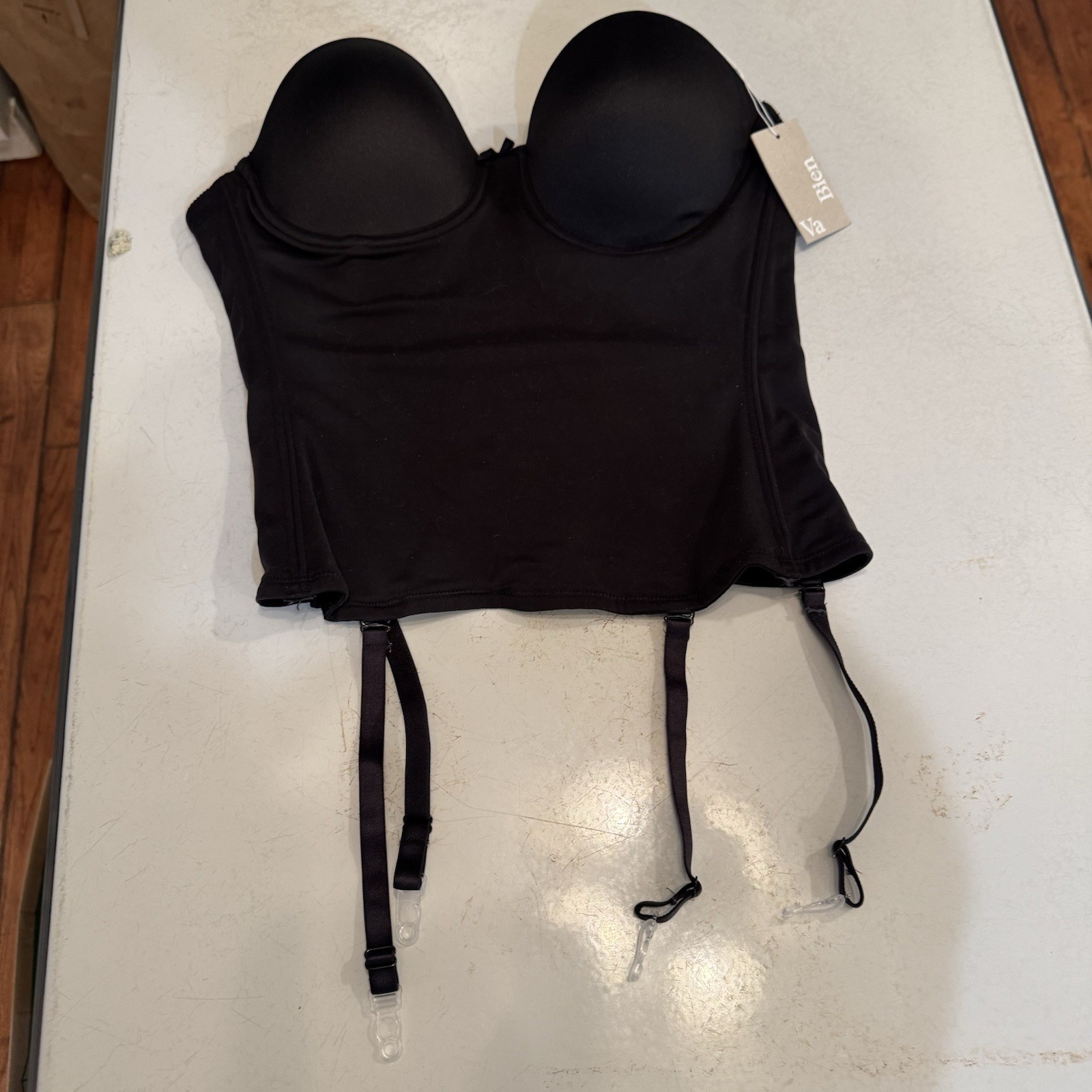 Va Bien 1503 Ultra Lift Hourglass Bustier with Garters 34 C Black NEW