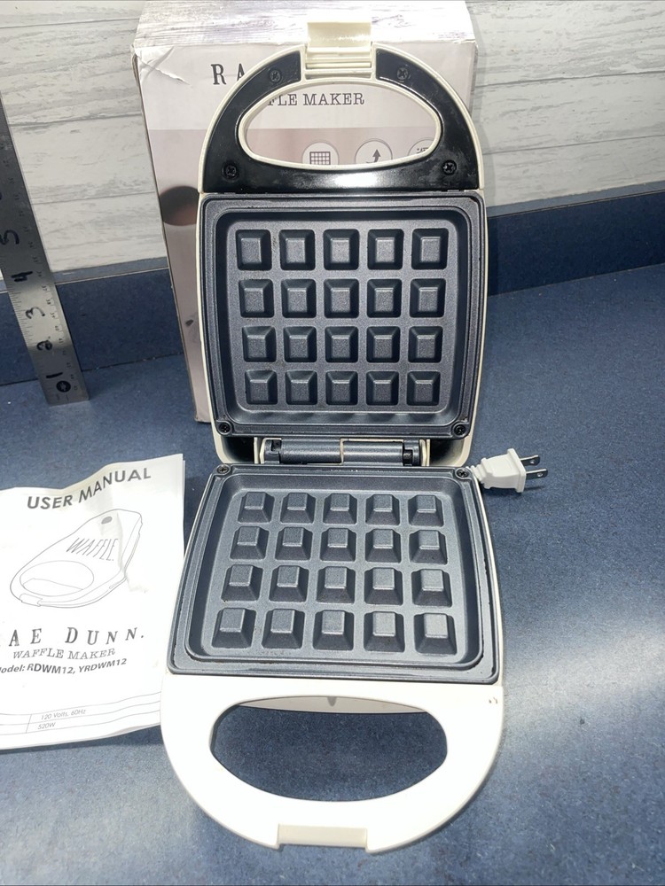 Rae Dunn Waffle Maker White w Black Letters
