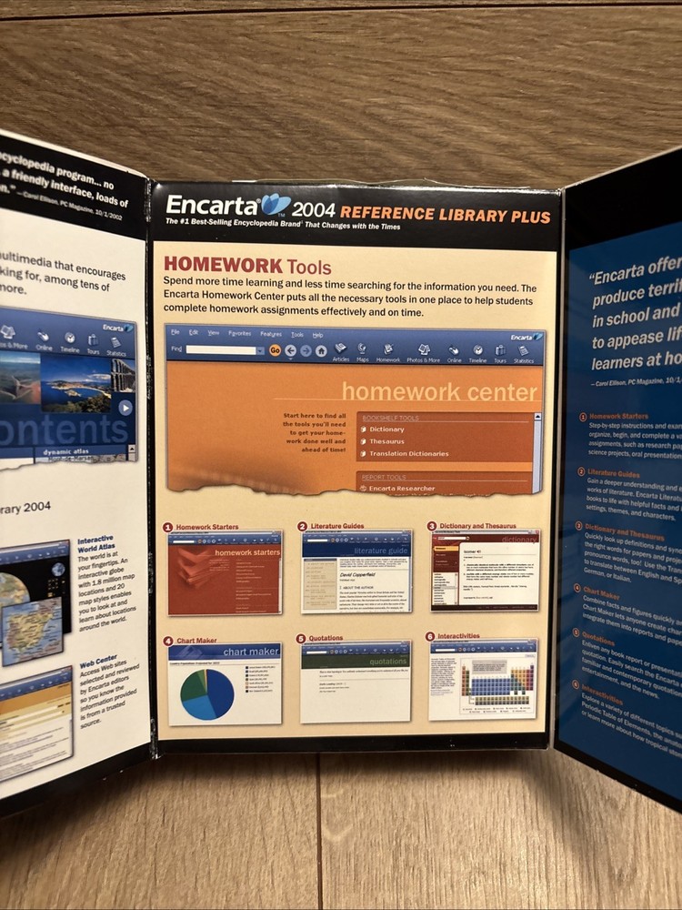 Microsoft Encarta 2004 Reference Library Plus DVD Windows XP New Sealed Box