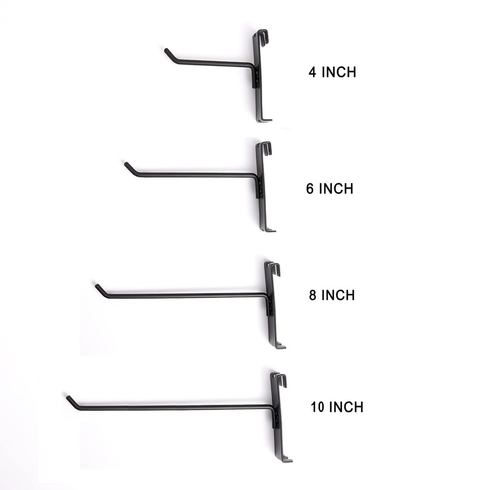 24-Pack 4 Heavy Duty Gridwall Hooks, Black, Retail Display, Panel Hangers