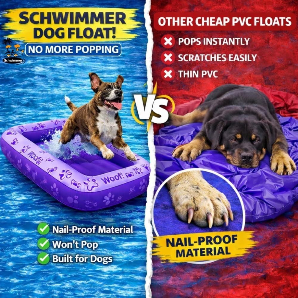 Dog Pool Float Large Dogs Up to 220lbs Inflatable Puncture-Resistant Float Pu...