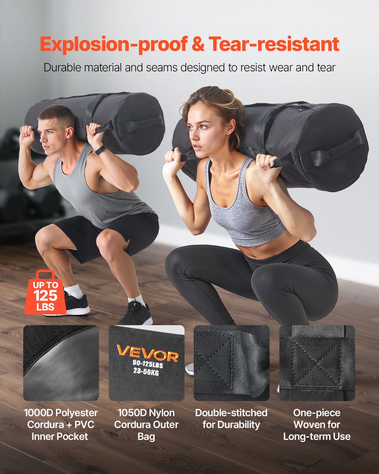 VEVOR Workout Sandbag Heavy Duty Fitness Bag for Weight Training 50-125lbs
