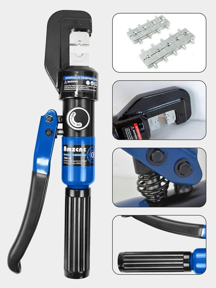 Versatile Hydraulic Crimping Tool and Cable Cutter Kit - 180-Degree Rotation