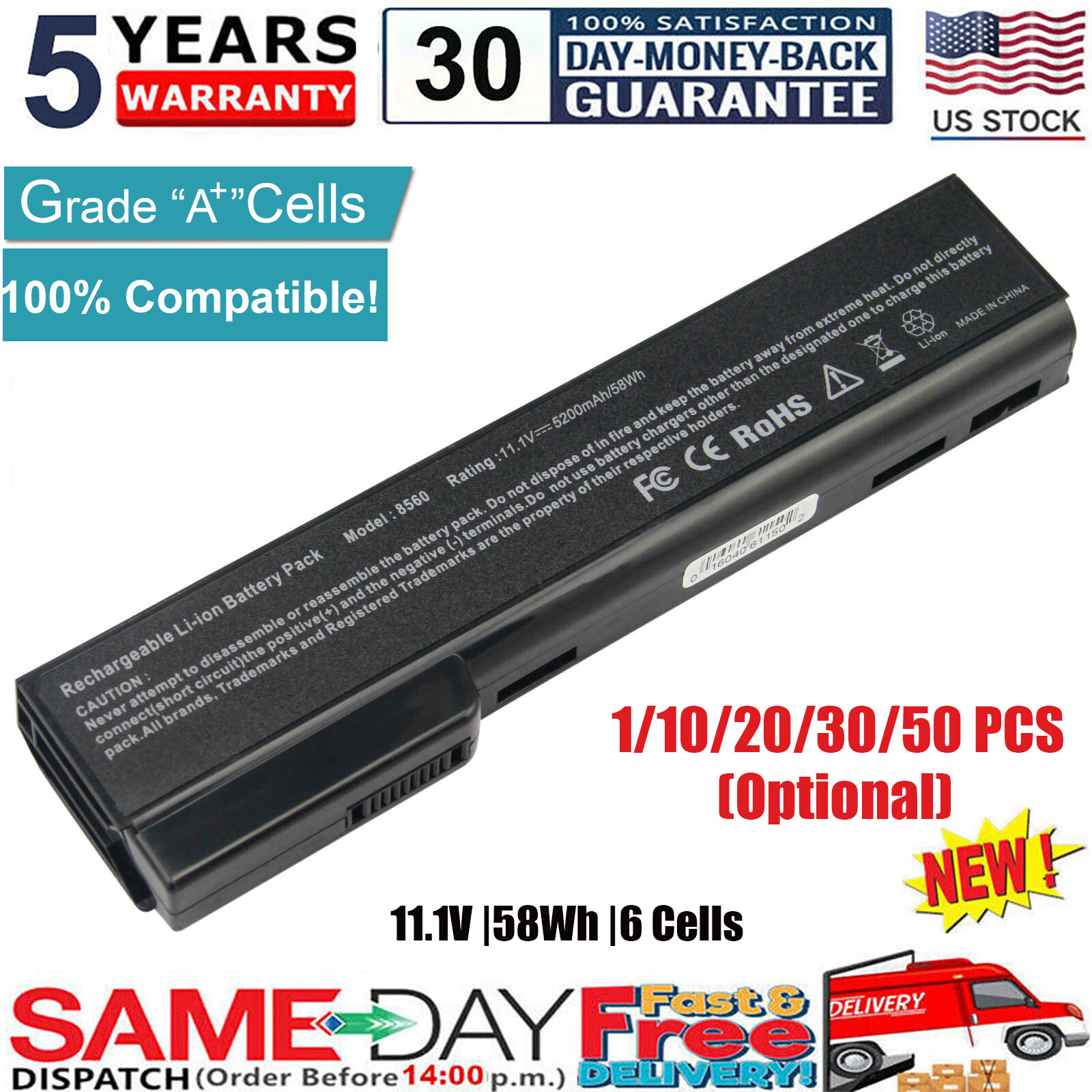 ✅LOT CC06 Battery For HP ProBook 6360b 6460b 6470b 6560b 6565b 6570b 8460P 8470p