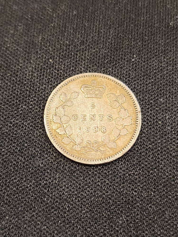 1896 Canada 5 Cents Silver Coin