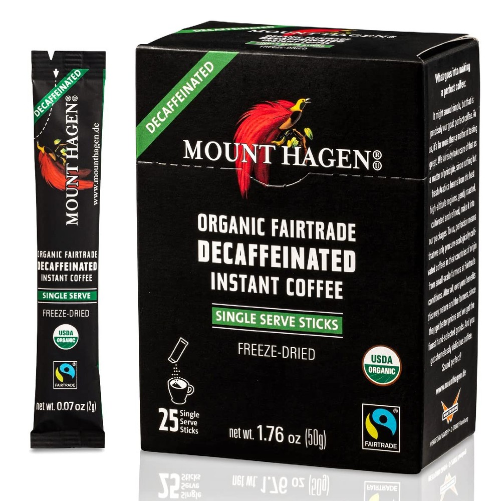 Instant Decaf Coffee Packets - 25 Count Organic Medium Roast Arabica Sticks