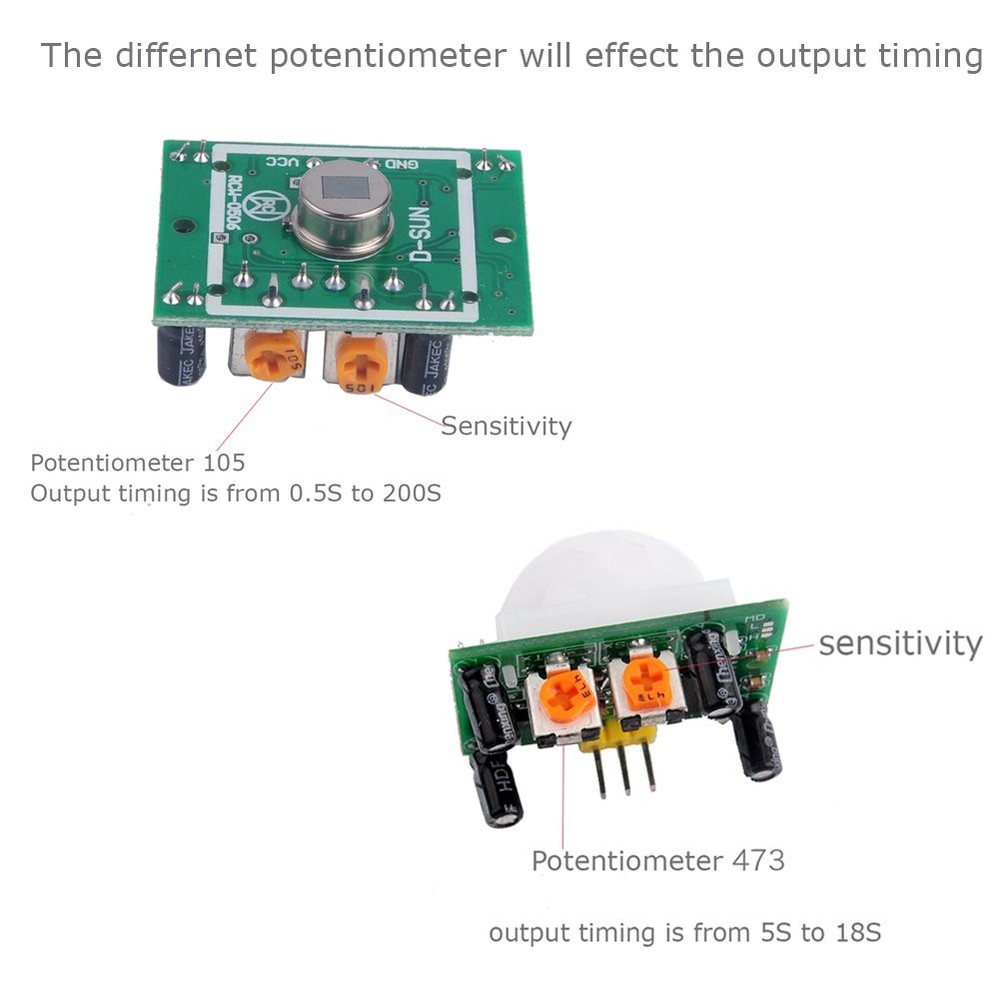 DIYmall 5 Pack HC-SR501 Pir Motion IR Sensor Body Module PIR sensor,