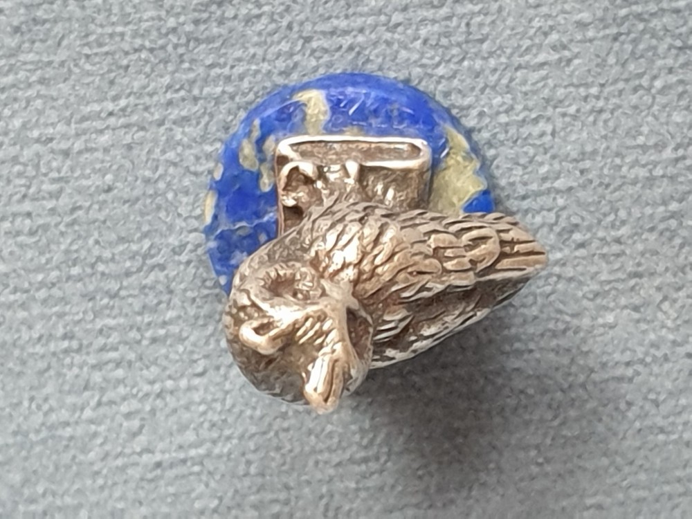 Owl. Eagle owl. Sterling silver 925. Height 1" ( 25 мм).