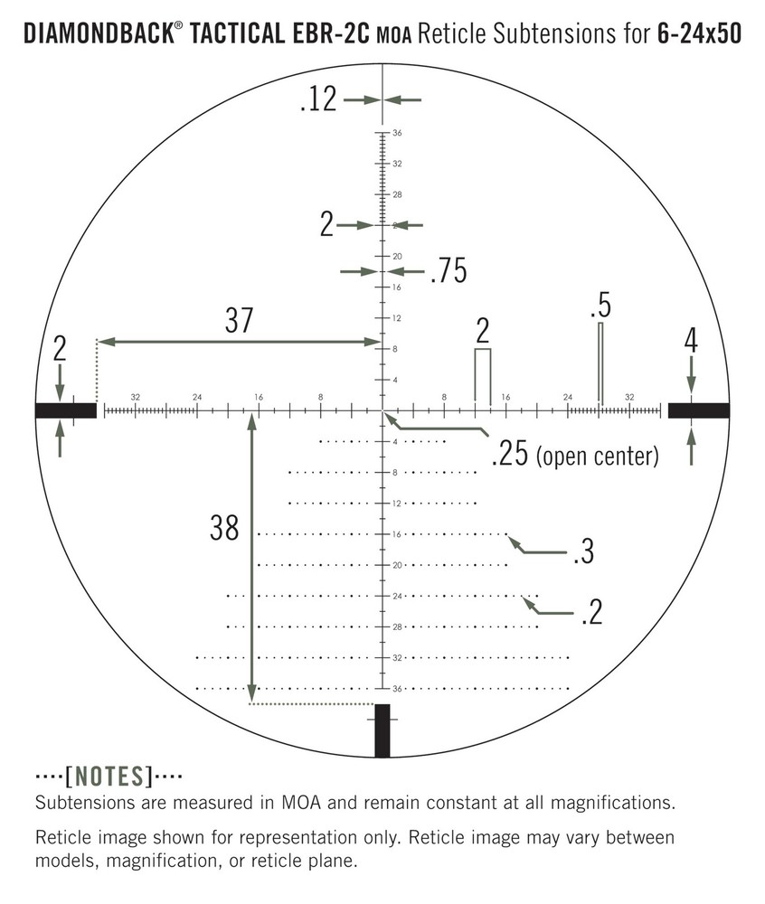 Vortex Dbk-10028 Diamondback Tactical 6-24x50 FFP EBR-2C MOA Reticle 30mm