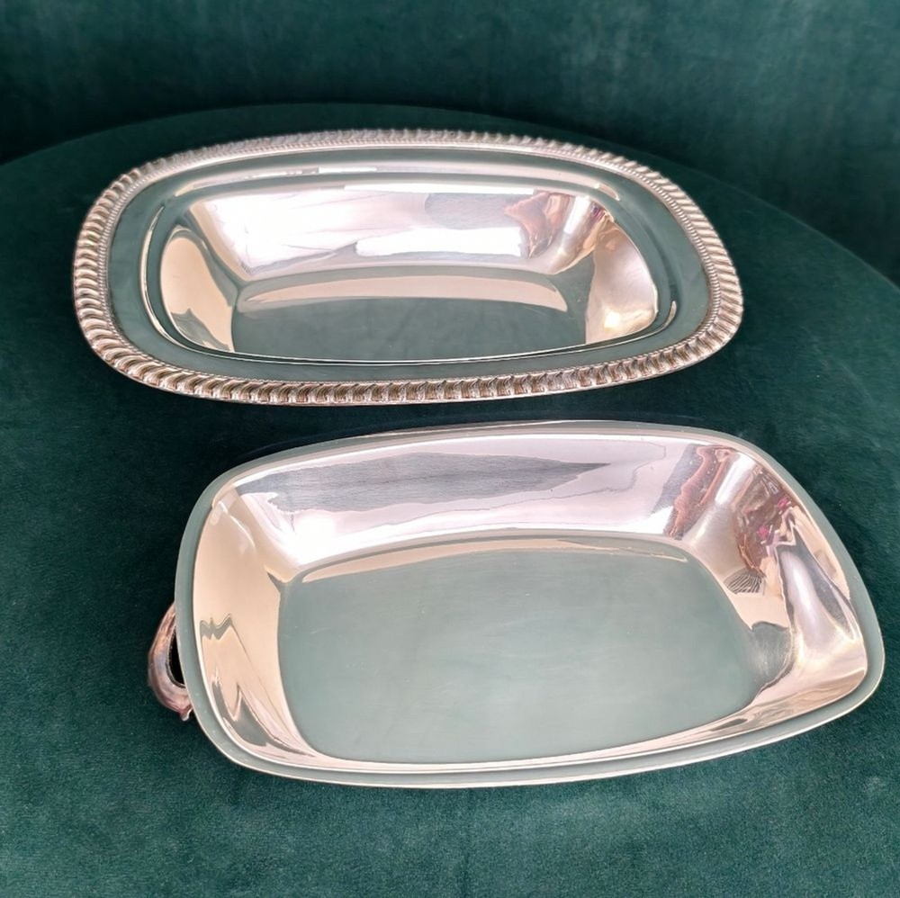 Vintage Elegant Silver Plated Rectangular Serving Tray with Lid
